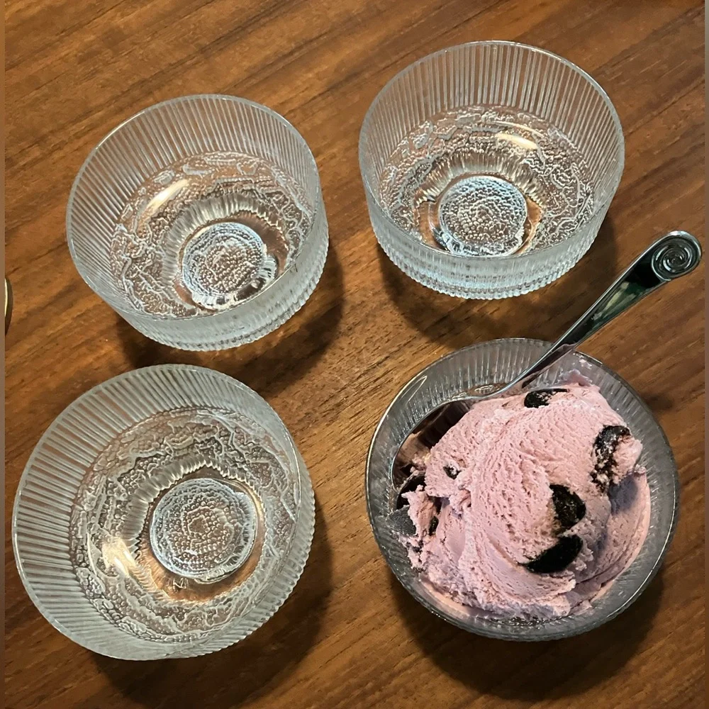 Vintage 1970s Ravenhead Glass Dessert Bowls Topaz Pattern by John Clappison - Picture 7 of 8